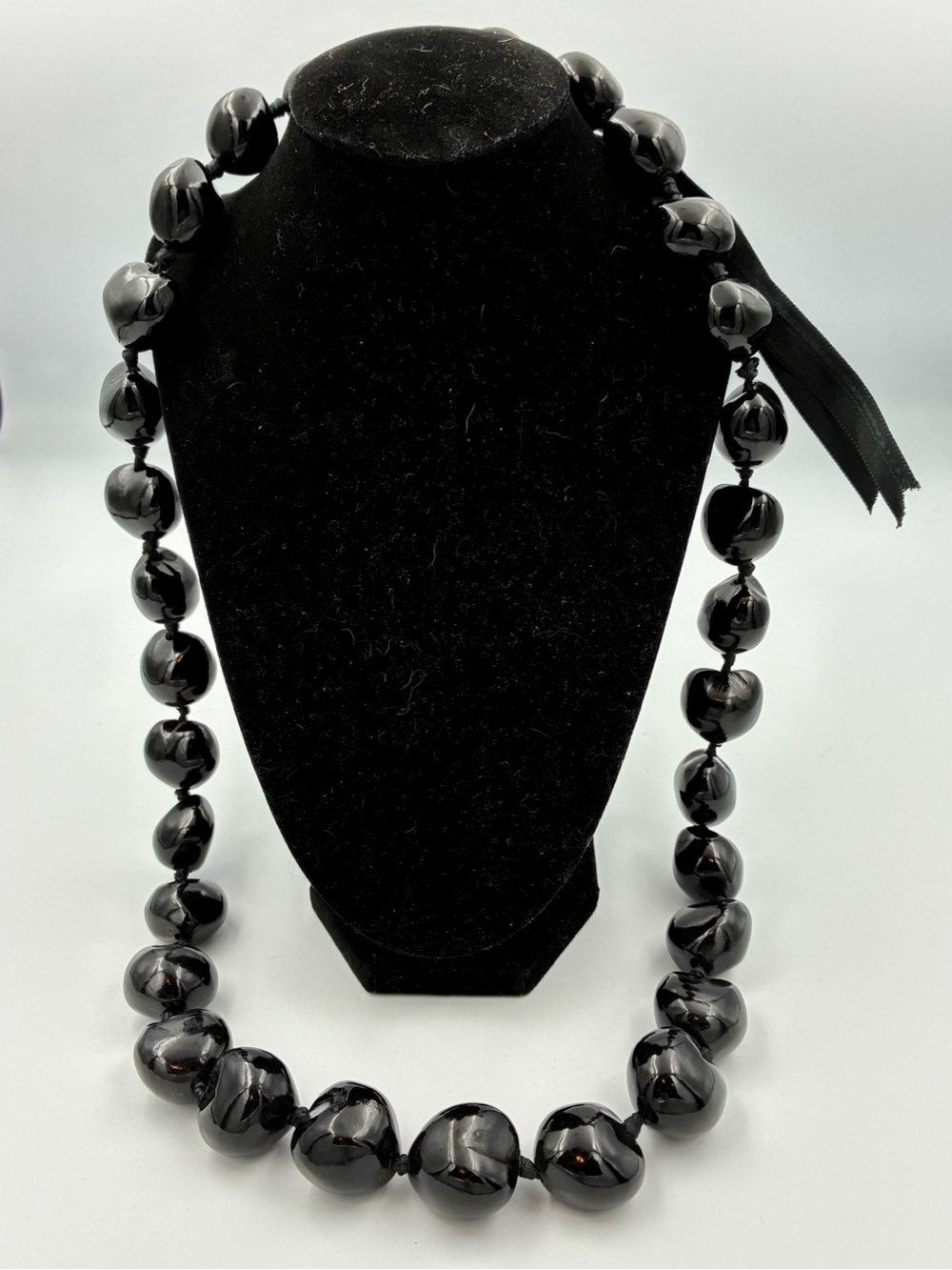 Hawaiian Natural Genuine Kukui Nut Necklace, Hawaii Lei,  Nature Black color